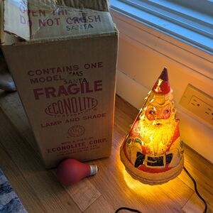 Santa Holiday Lamp - Red and Gold